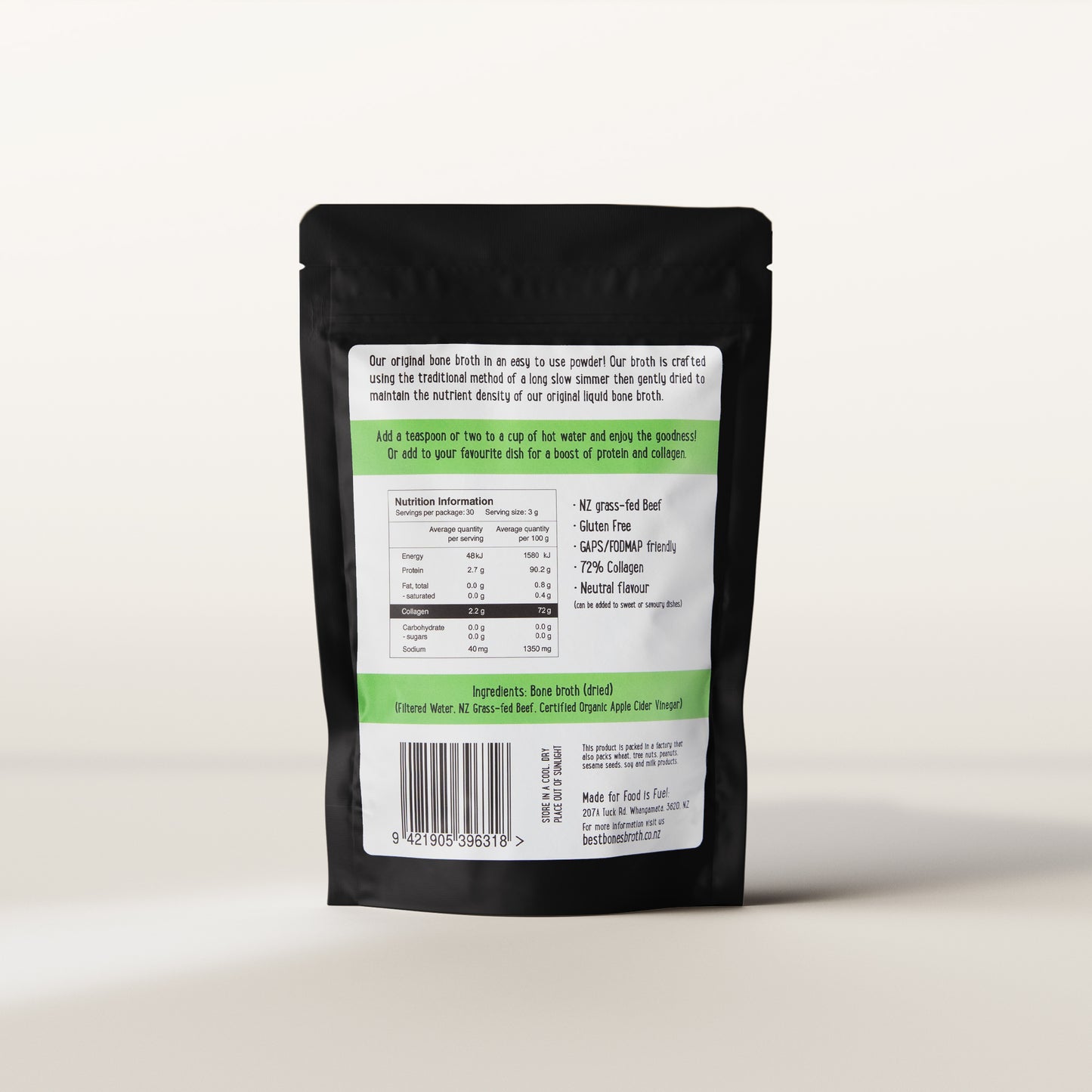 NZ Grass Fed Beef Broth Powder